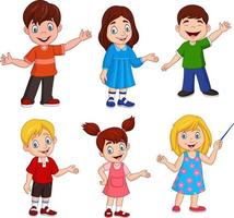 Cartoon kids with different posing