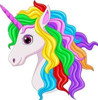 dibujos animados de cabeza de unicornio mágico lindo vector