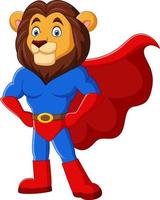 Cartoon funny superhero lion posing vector