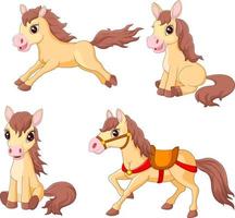 conjunto de colección de caballos divertidos dibujos animados vector
