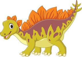 Cartoon happy stegosaurus on white background vector