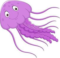 Cartoon funny jellyfish on white background vector