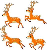 Set of Reindeer cartoon isolated on white background vector