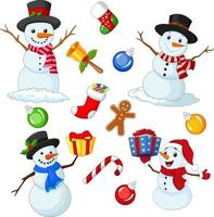 Collection of cute christmas element set vector