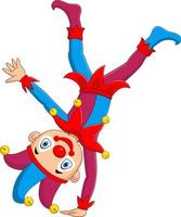 Cartoon jester standing upside down vector