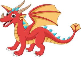 dragón rojo feliz de dibujos animados sobre fondo blanco vector