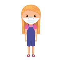 cute girl using face mask isolated icon