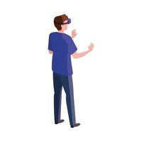 man with glasses virtual reality on white background vector