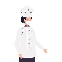 chef female using face mask during covid 19 on white background vector