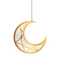 eid celebration ornament on white background, moon hanging vector