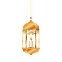 ramadan kareem linterna colgante dorado, decoración de la cultura islámica árabe sobre fondo blanco vector
