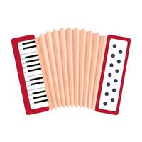 classical accordion, harmonic musical instrument on white background vector