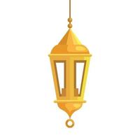 ramadan kareem linterna colgante dorado, decoración de la cultura islámica árabe sobre fondo blanco vector