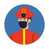 male firefighter with mask vector design