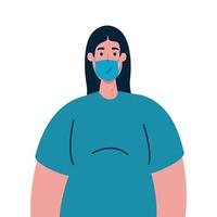 avatar de mujer con diseño de vector de máscara médica