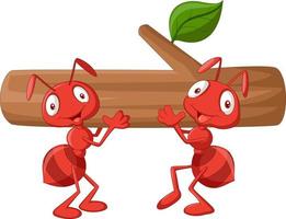 Team of ants carries log vector