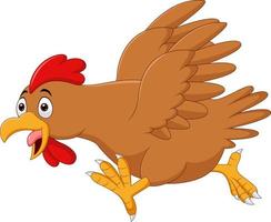 Cartoon funny chicken running on white background vector