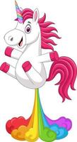 Cartoon funny unicorn horse with rainbows fart