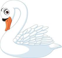 Cisne lindo de dibujos animados aislado sobre fondo blanco. vector