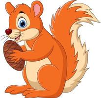 Cartoon squirrel holding a nut vector