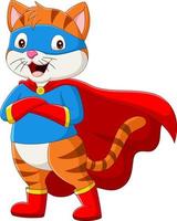 Cartoon superhero cat with eyes mask vector