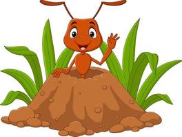 Cartoon ants in the ant hill vector