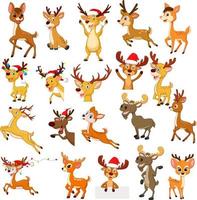 Cartoon reindeer christmas collection set vector