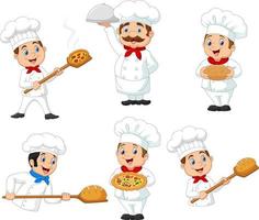 Set of cartoon chef on white background vector