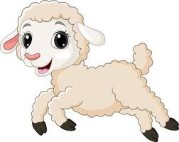 Cartoon baby lamb running on white background vector