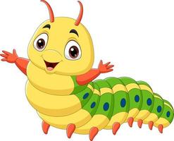 Cartoon happy caterpillar on white background vector