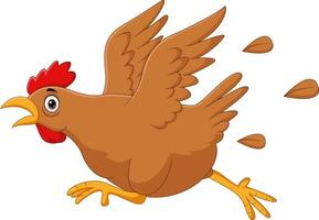 Scared funny cartoon chicken running vector