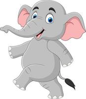 Cartoon funny elephant isolated on white background vector