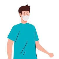 man using protective surgical mask for covid 19 prevention vector