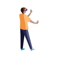 man with glasses virtual reality on white background vector