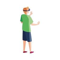 man with glasses virtual reality on white background vector