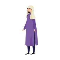 muslim man with traditional clothes on white background vector