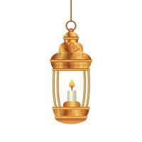 ramadan kareem lantern golden hanging , arab islam culture decoration on white background vector