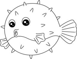 página para colorear de pez globo aislada para niños vector