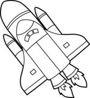 Cohete para colorear página aislada para niños vector