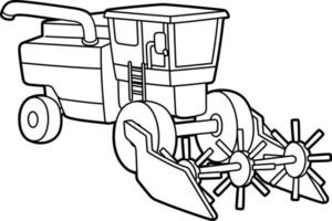 Combine Harvester Coloring Page Isolated for Kids vector