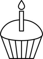 vector de icono de contorno de vela de cupcake