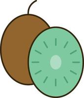 vector de fruta de icono de contorno lleno de kiwi