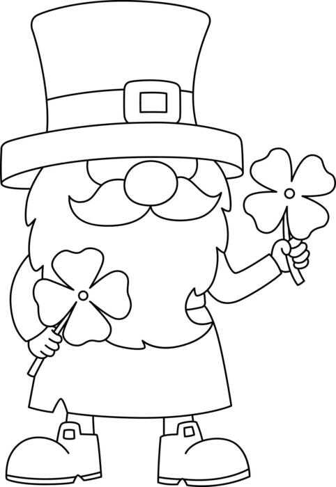 St. Patricks Day Gnome Coloring Page for Kids 5162755 Vector ...