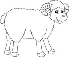 Sheep Coloring Page Isolated for Kids vector