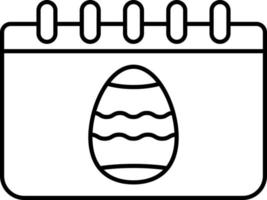 Calendar With Easter Egg Outline Icon Vector