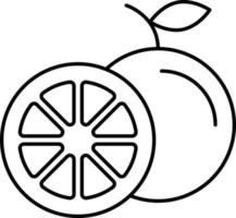 vector de fruta de icono de contorno naranja