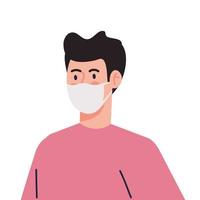 man using protective surgical mask for covid 19 prevention vector