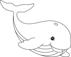 ballena para colorear página aislada para niños vector