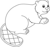 Beaver Coloring Page Isolated for Kids vector