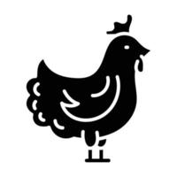 Chicken Glyph Icon Animal Vector